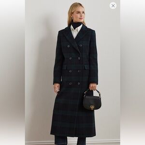 Lauren Ralph Lauren Black Watch Plaid Double-Breasted Coat - Size 8 - Like New!